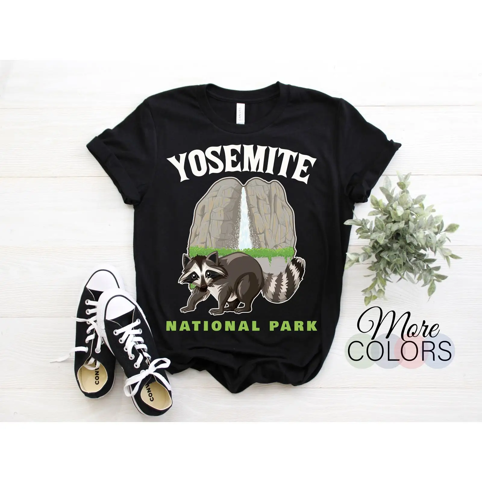 Outdoor Camping Yosemite - ヨセミテ国立公園 アライグマ Tシャツ アメリカ カリフォルニア キャンプ