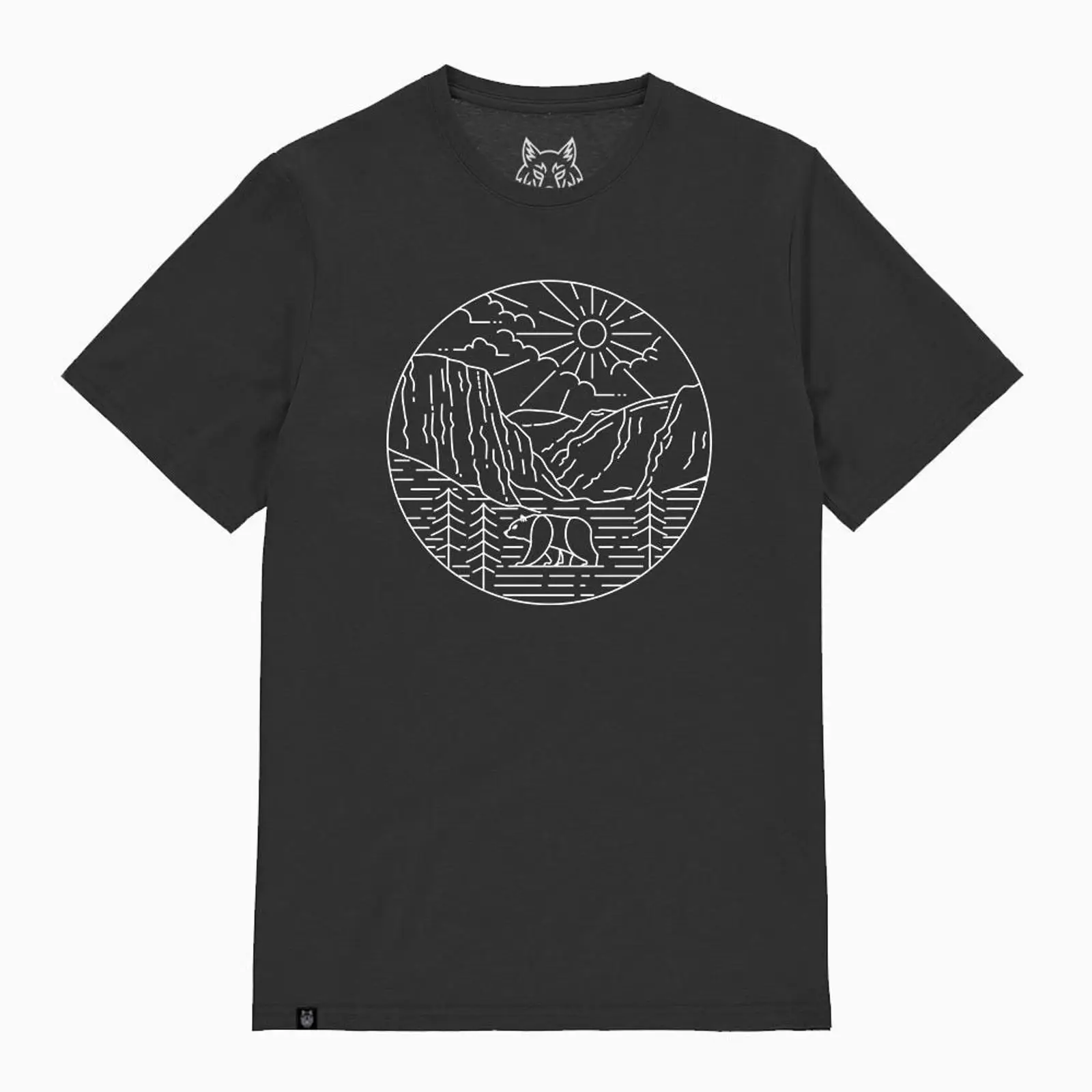Outdoor Camping Yosemite - ヨセミテ国立公園 ベア ミニマル ラインアート Tシャツ ハイキング