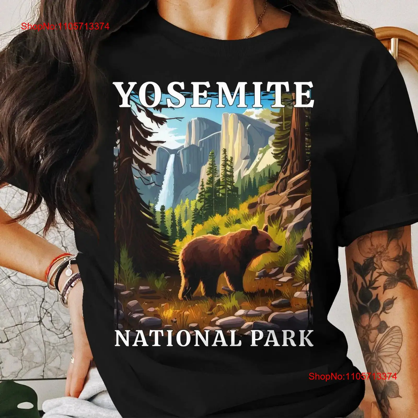 Outdoor Camping Yosemite - ヨセミテ国立公園カリフォルニアキャンプTシャツスウェットマウンテンセーターアウトドアお土産黒熊ヴィンテージウォッシュドファッション