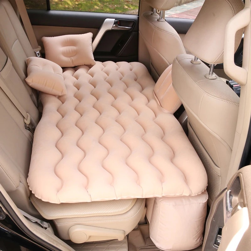 Camp Pillow Compressible - ユニバーサルカーバックシートインフレータブルトラベルエアマットレス、多機能寝具クッションベッド（屋外キャンプ用、枕付き）