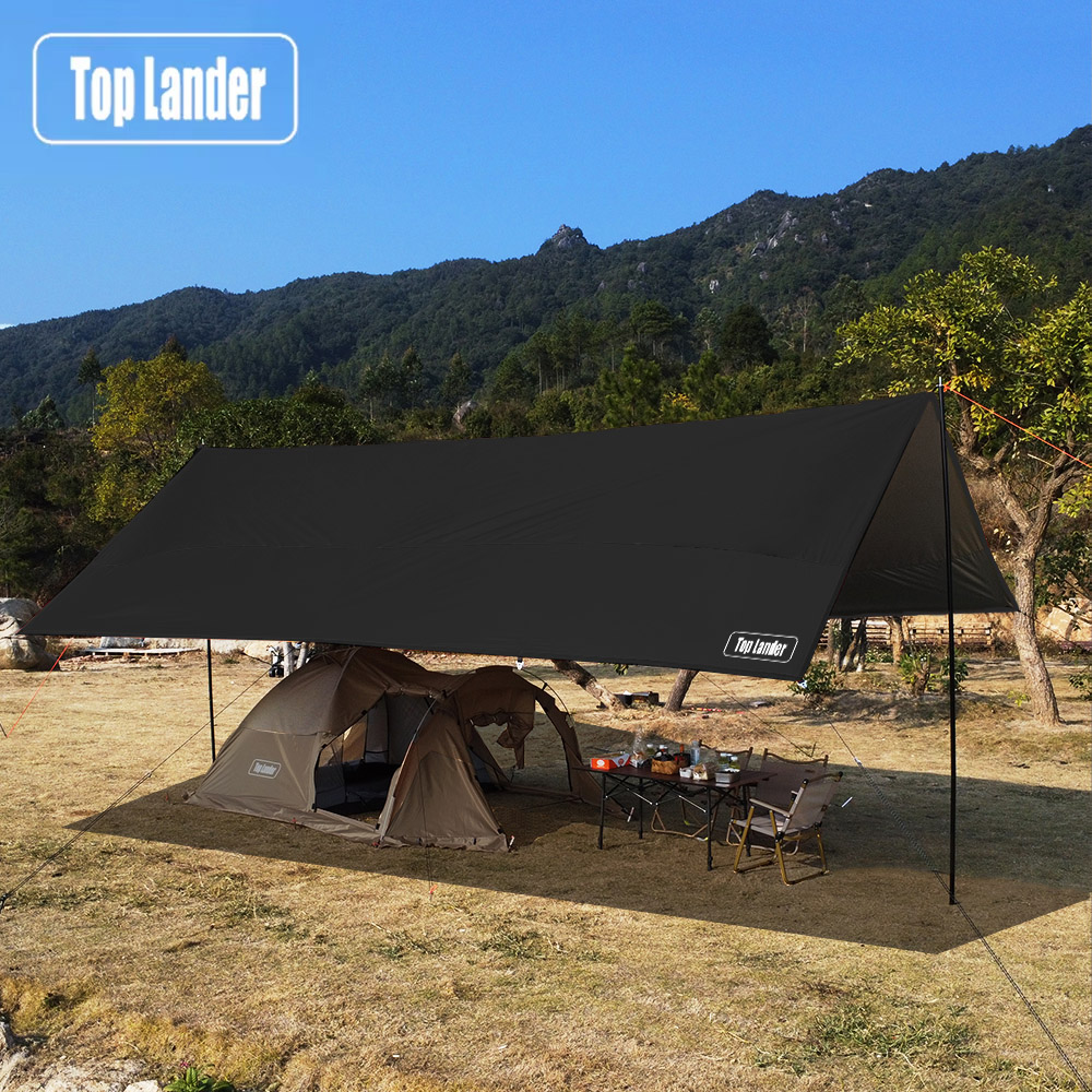 Outdoor Camping Canopy - オックスフォード大型タープ防水 4 × 6 メートルサンシェルター屋外キャンプ日よけテントビッグタープシェードキャノピーファミリービーチハイキング用