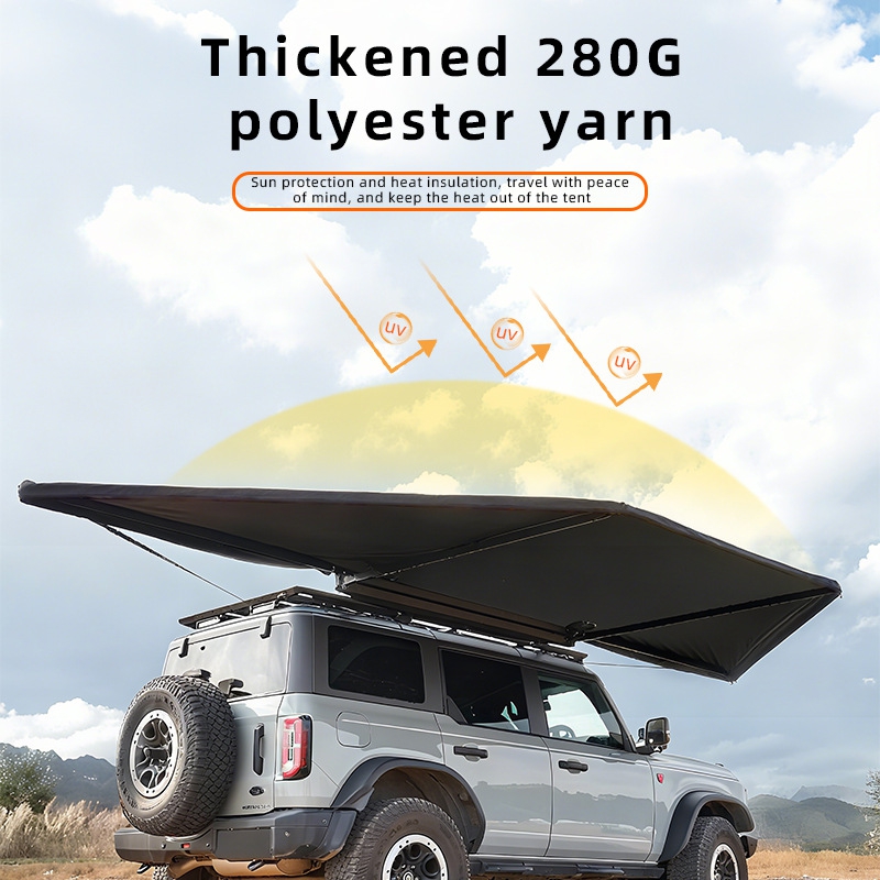 Outdoor Camping Canopy - 屋外キャンプ用180度扇形日よけテント 新型ダブルポールモデル サポートポール付き サイドカー型テントキャノピー