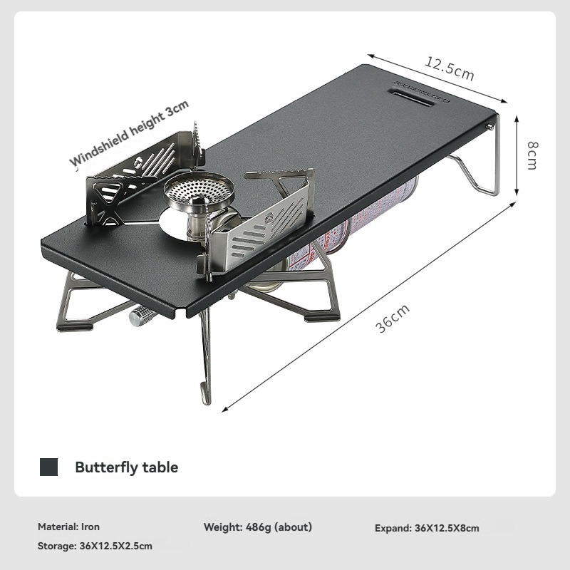 Outdoor Camping Kitchen Set - CAMPINGMOON GT-3 ブラック ポータブルキャンプキッチンテーブルセット アウトドアガスストーブバーナーラック付き -