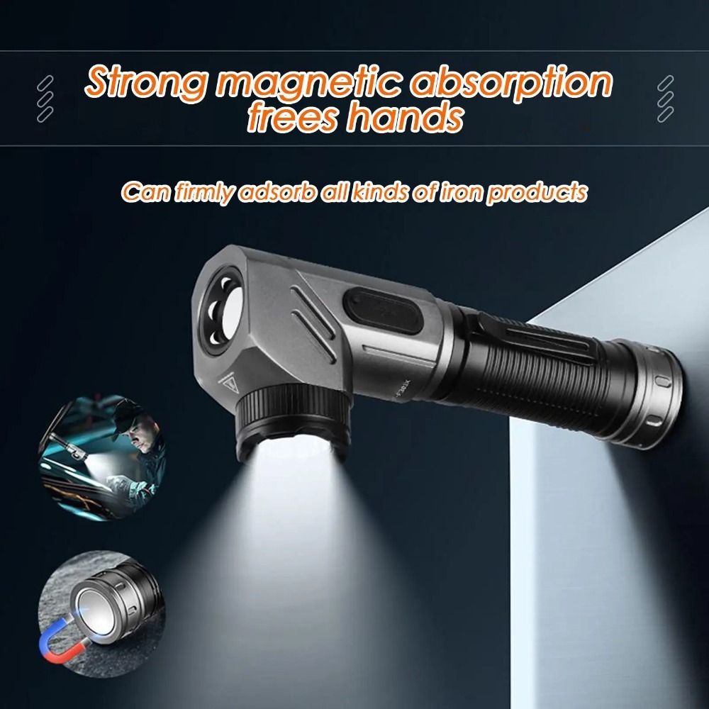 Outdoor Camping Lampe - 強力なミニLED懐中電灯90 ° 回転可能なUSB充電式コーナーワークランプ、磁気テール付き、登山やキャンプ用のアウトドアトーチ