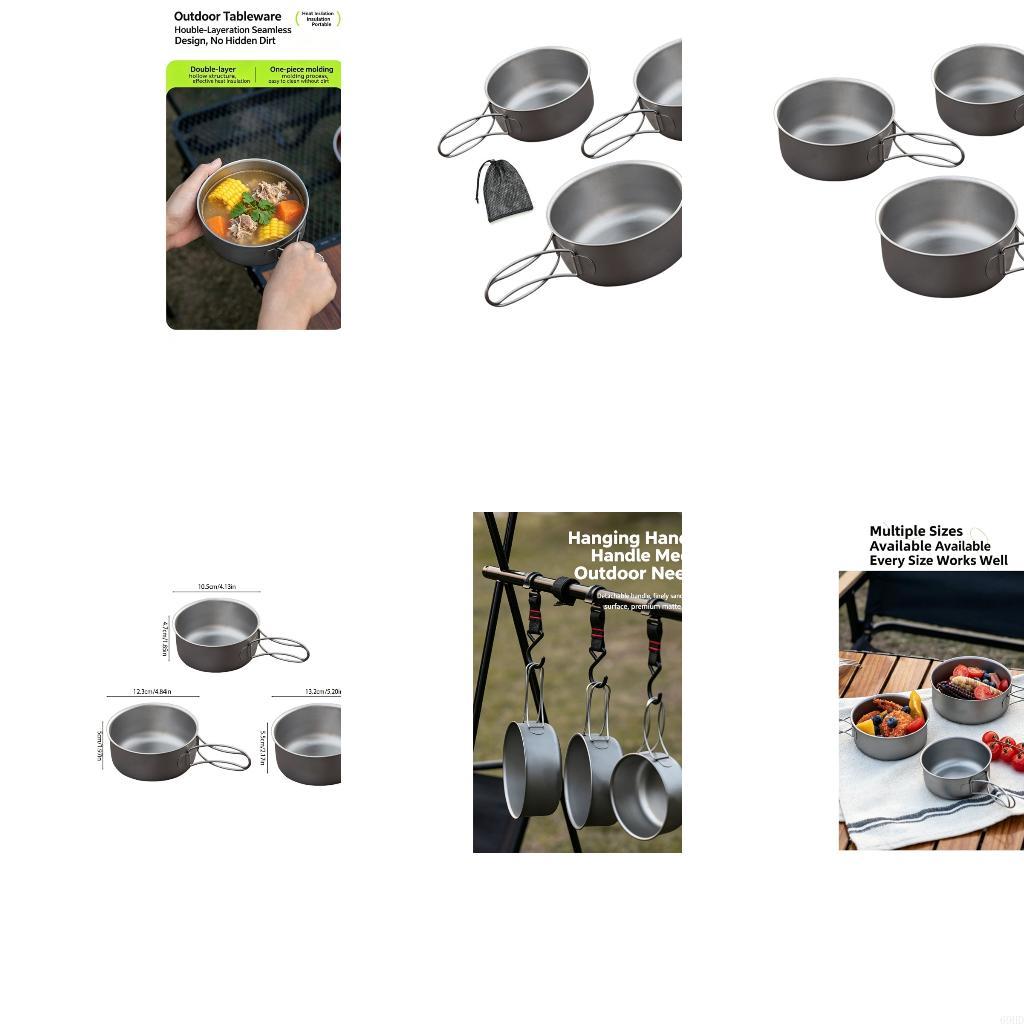Outdoor Camping Meals - バックパッキング食事用ワイヤーハンドル付きメタルキャンプクッキングボウル 69HD