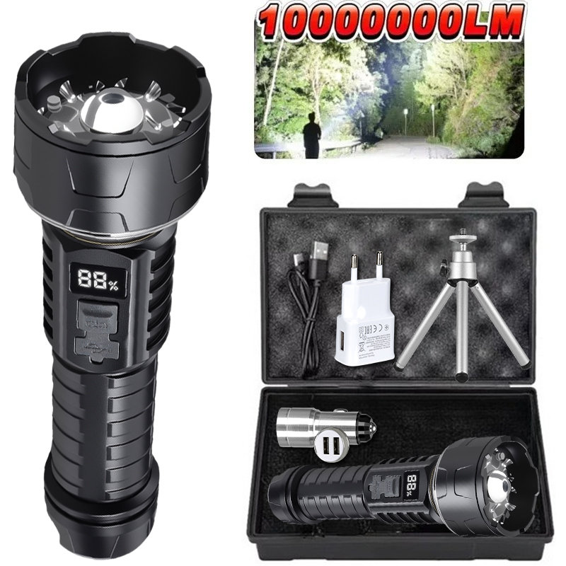 Outdoor Camping Lampe - COB LED 懐中電灯充電式ランタン 7 コアキャンプトーチ赤色光警告ランプ三脚を設置可能屋外ハイキング緊急時