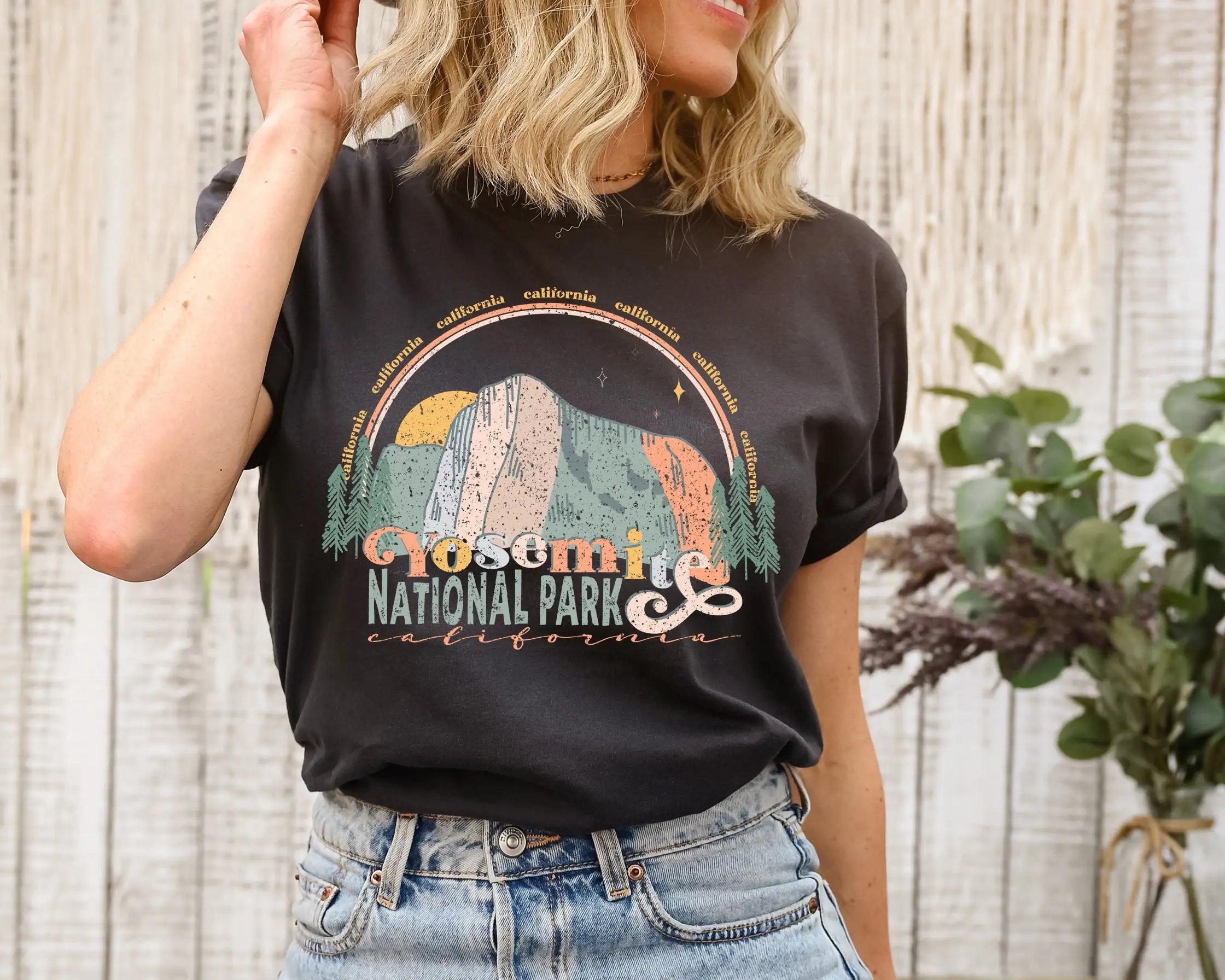 Outdoor Camping Yosemite - ヨセミテ国立公園 Tシャツ カリフォルニア ハイキング アウトドア キャンプ