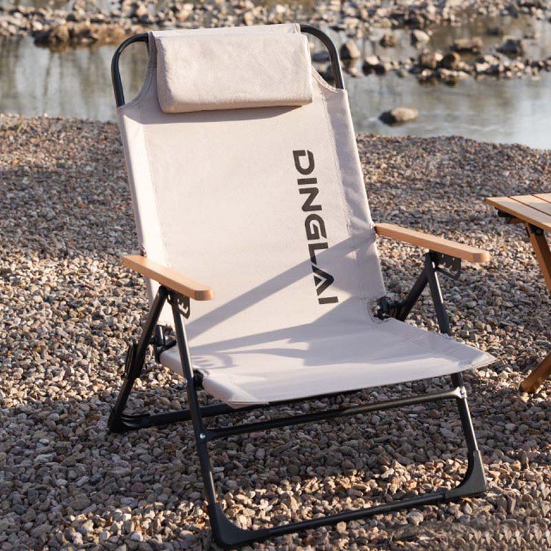 Outdoor Camping Recliner - 屋外折りたたみ椅子ポータブルキャンプリクライニングチェア角度調整可能取り外し可能な枕付きハイバックレスト釣り椅子