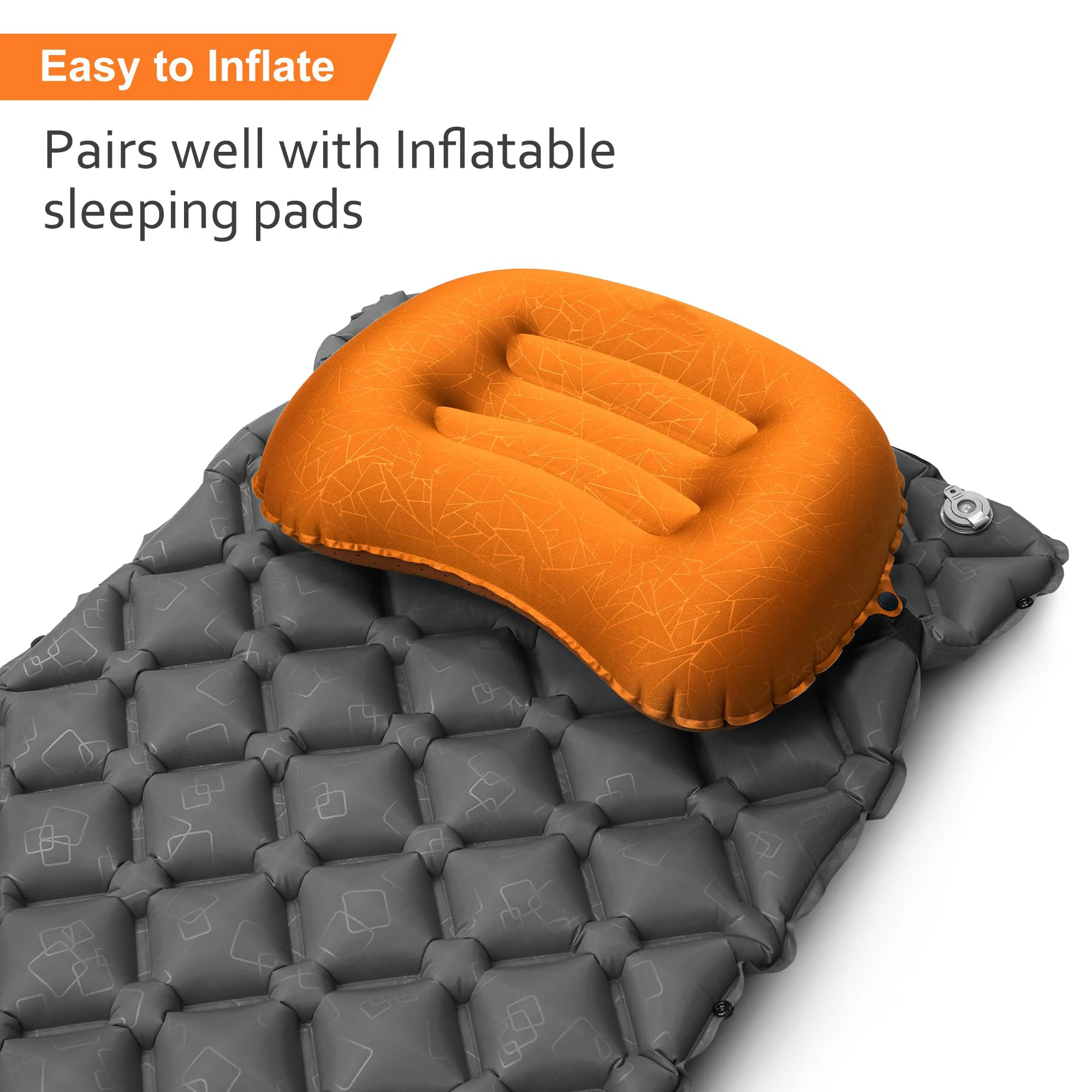 Camp Pillow Compressible - 1PC超軽量インフレータブルキャンプ用トラベル枕 - 圧縮可能で、キャンプ、ハイキング、バックパッキング中に首と腰をサポートするのに快適です。