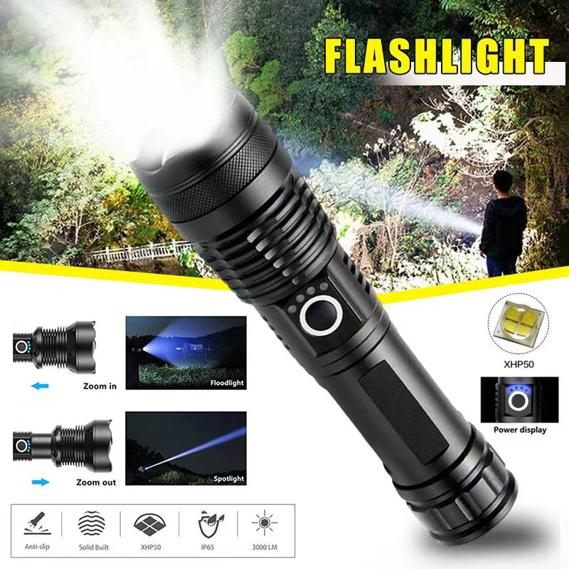 Outdoor Camping Lampe - ハイパワー XHP70 LED 懐中電灯 USB-C 充電式トーチ