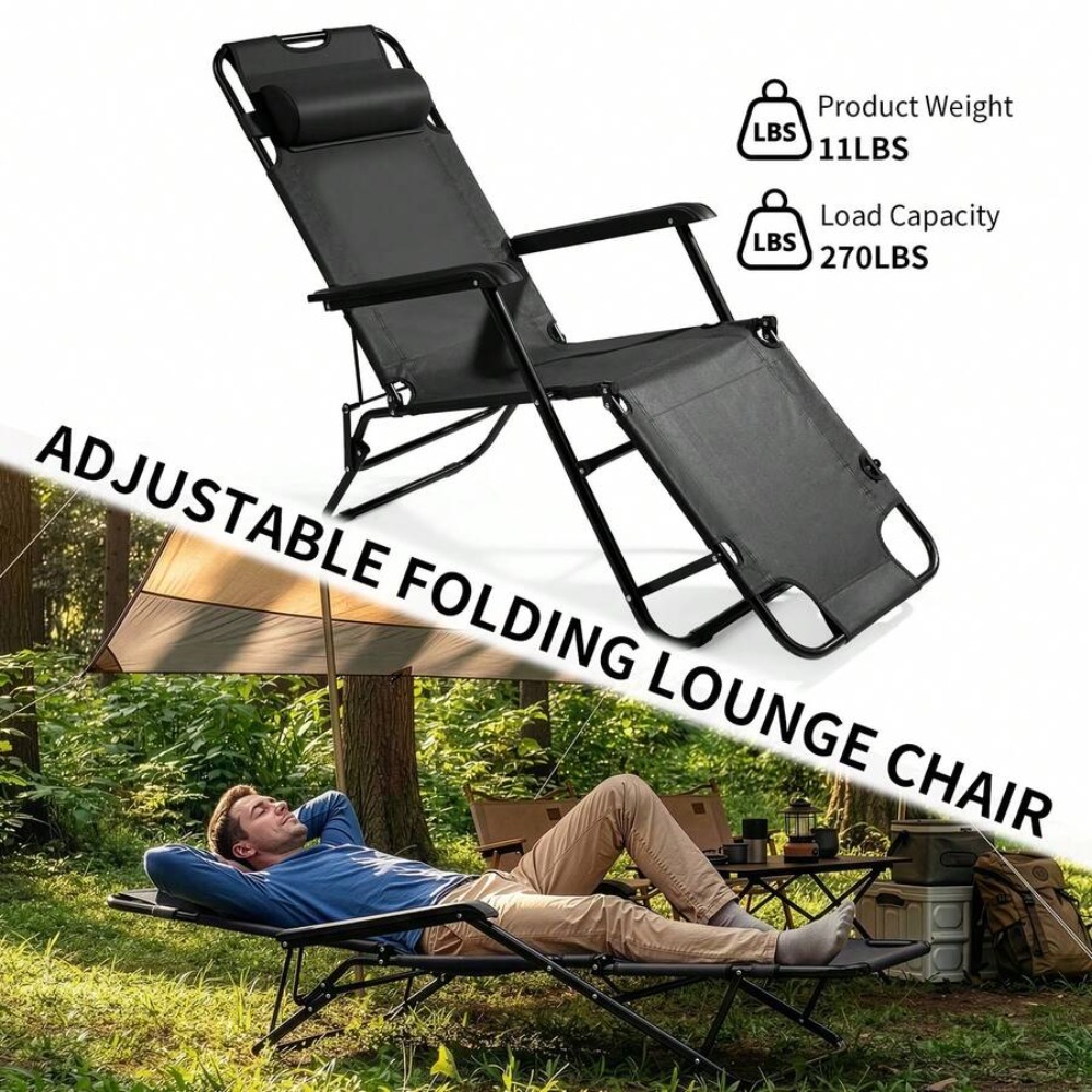頑丈なポータブルキャンプチェア（フットレスト付き）、ビーチや - Outdoor Camping Recliner のレビューと価格