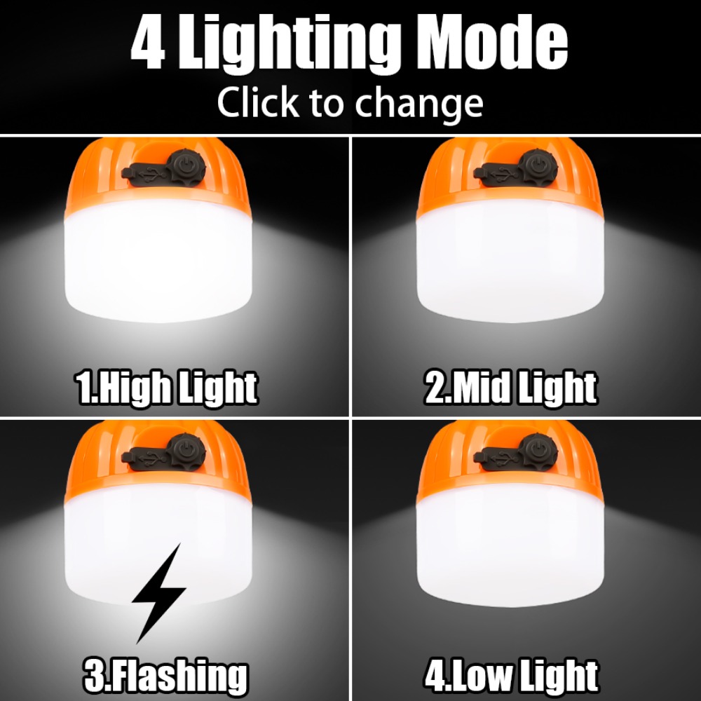 ポータブルミニキャンプランプ 4つの照明モード フック付き  - Outdoor Camping Lampe のレビューと価格