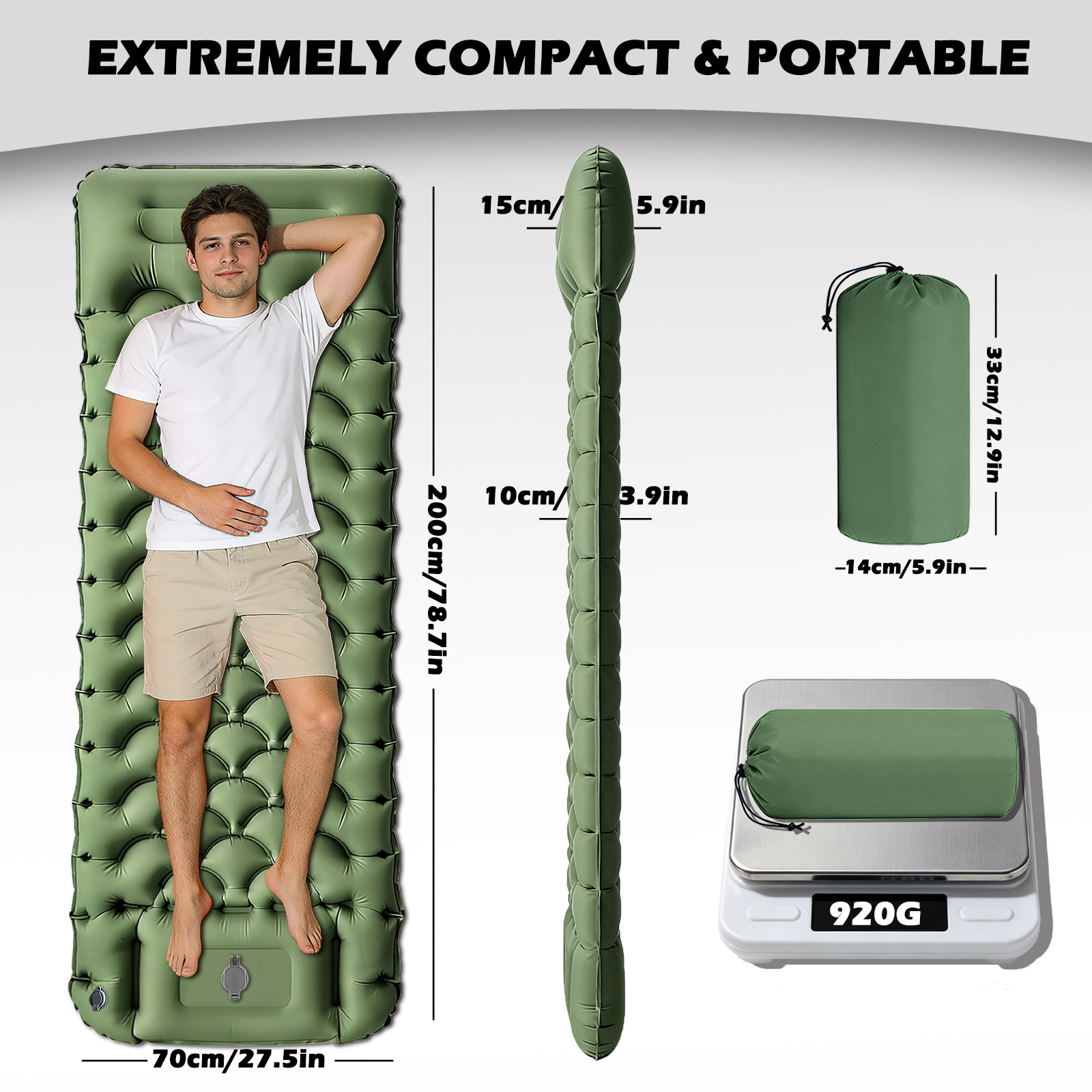 2026年新型魚鱗模様インフレータブルマットレス、枕付きポー - Camp Pillow Compressible のレビューと価格