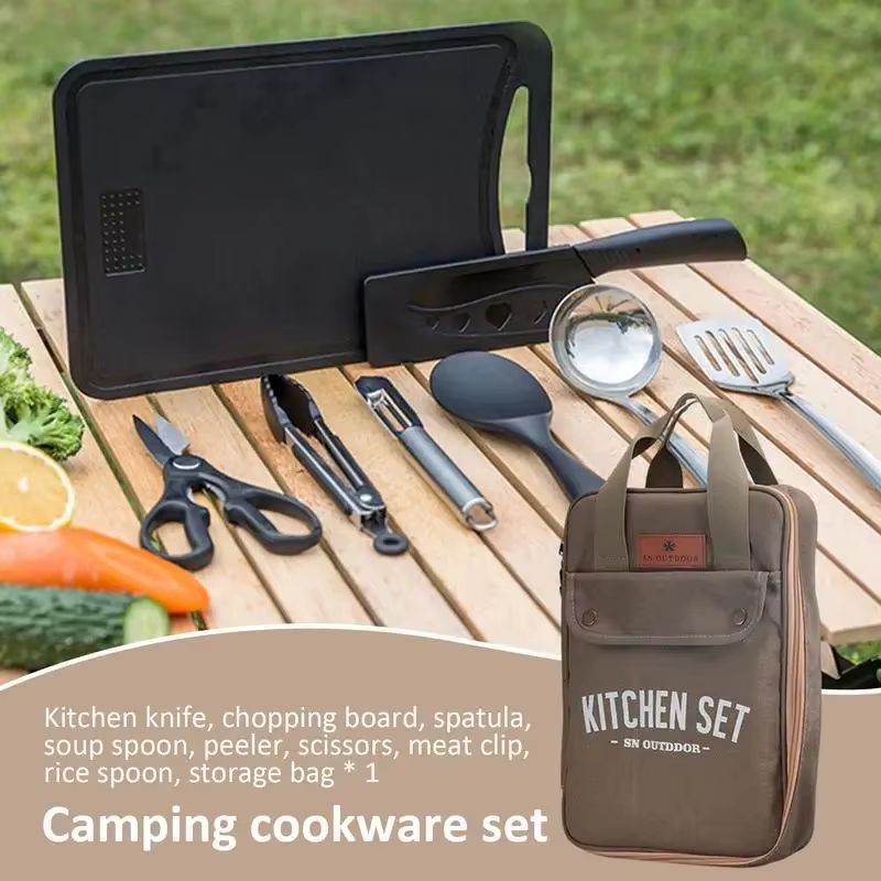 8 個キャンプキッチン調理器具セットポータブルバッグアウトド - Outdoor Camping Kitchen Set のレビューと価格