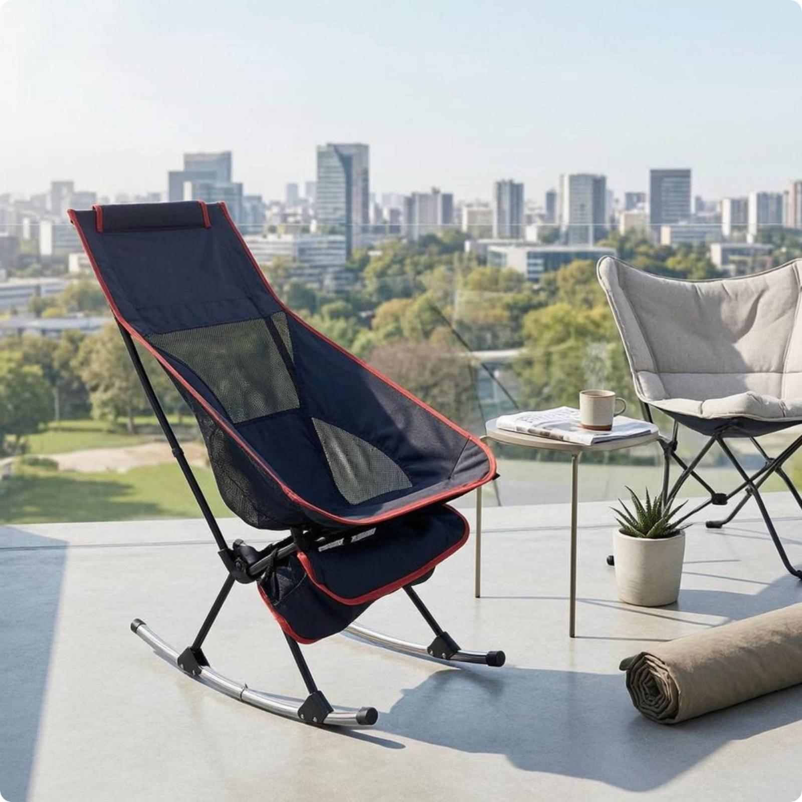 折りたたみ式アウトドアロッキングチェア キャンプ・釣り用 軽 - Outdoor Camping Rocking Chair のレビューと価格