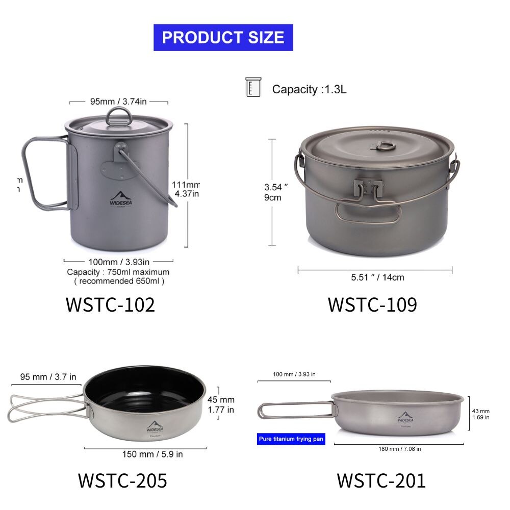 キャンプ用食器チタン調理器具セット観光大釜屋外調理鍋フライパ - Outdoor Camping Kitchen Set のレビューと価格