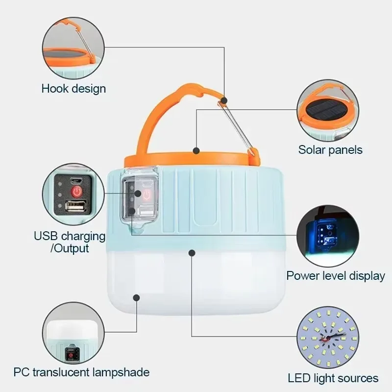 ソーラーキャンプランタン 充電式LEDポータブルワークライト - Outdoor Camping Lampe のレビューと価格