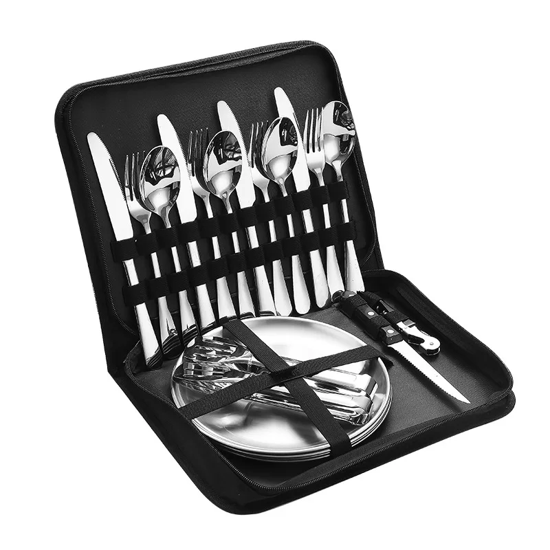 ステンレス製ポータブル食器セット ナイフ フォーク スプーン - Outdoor Camping Meals のレビューと価格