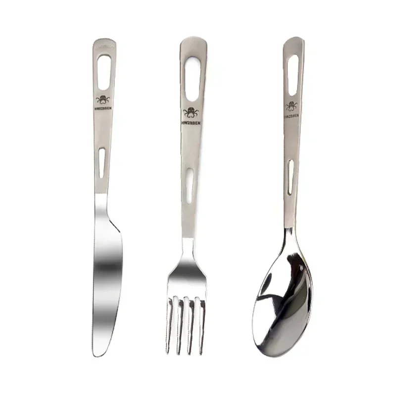 Hwzbben-チタン食器セット、フォーク、スプーン、ナイフ - Outdoor Camping Kitchen Set のレビューと価格