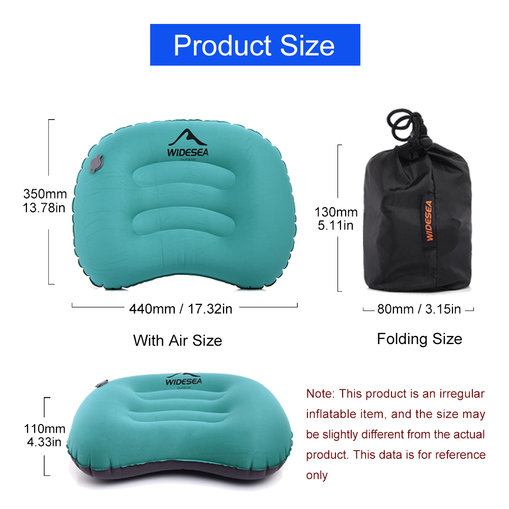 Widesea ポータブルインフレータブル枕キャンプ用品圧縮 - Camp Pillow Compressible のレビューと価格