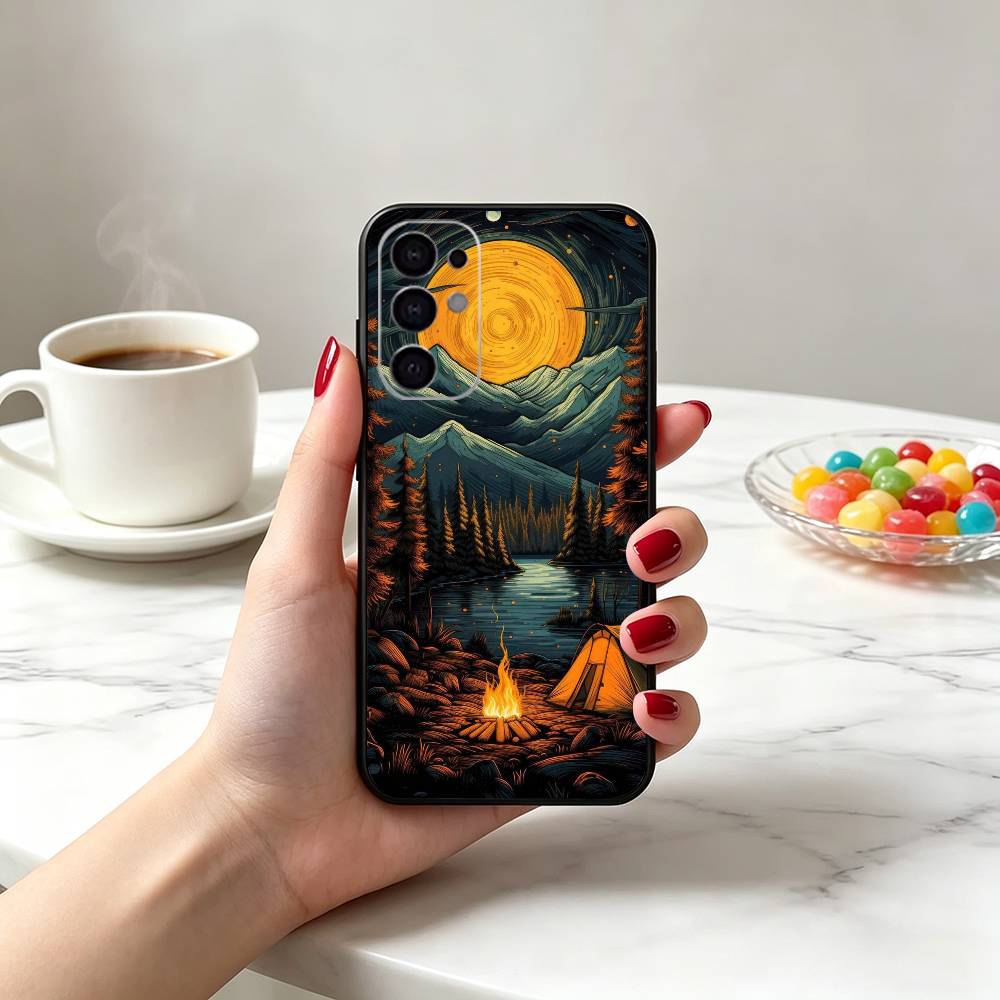 山岳自然アウトドアキャンプ用スマホケース Samsung S - Outdoor Camping Anime のレビューと価格