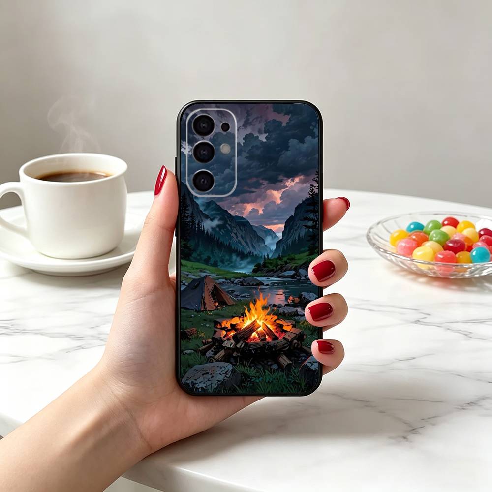 山岳自然アウトドアキャンプ用スマホケース Samsung S - Outdoor Camping Anime のレビューと価格