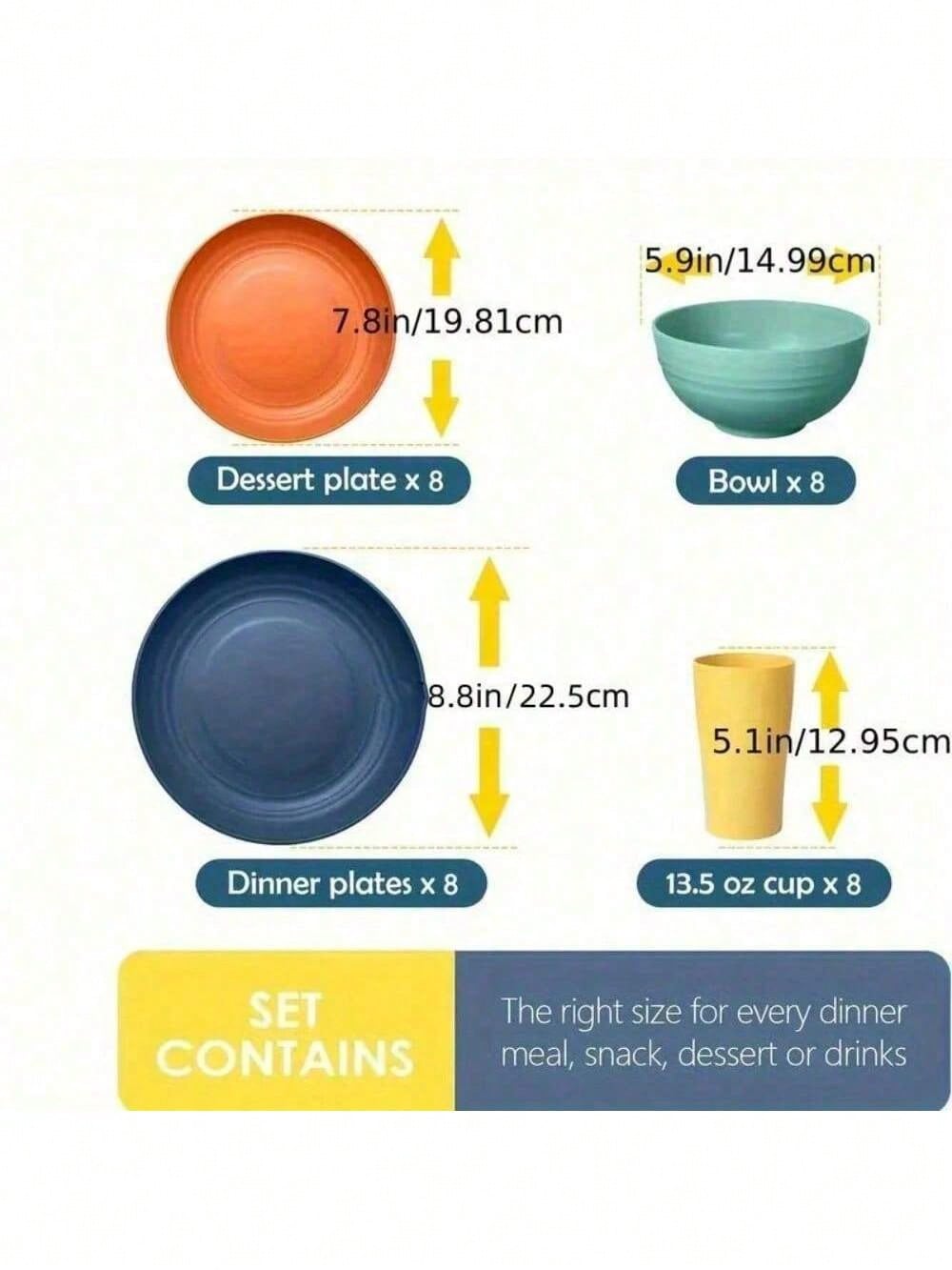 16ピース キッチン用麦わら食器セット、4人用、ディナープレ - Outdoor Camping Kitchen Set のレビューと価格