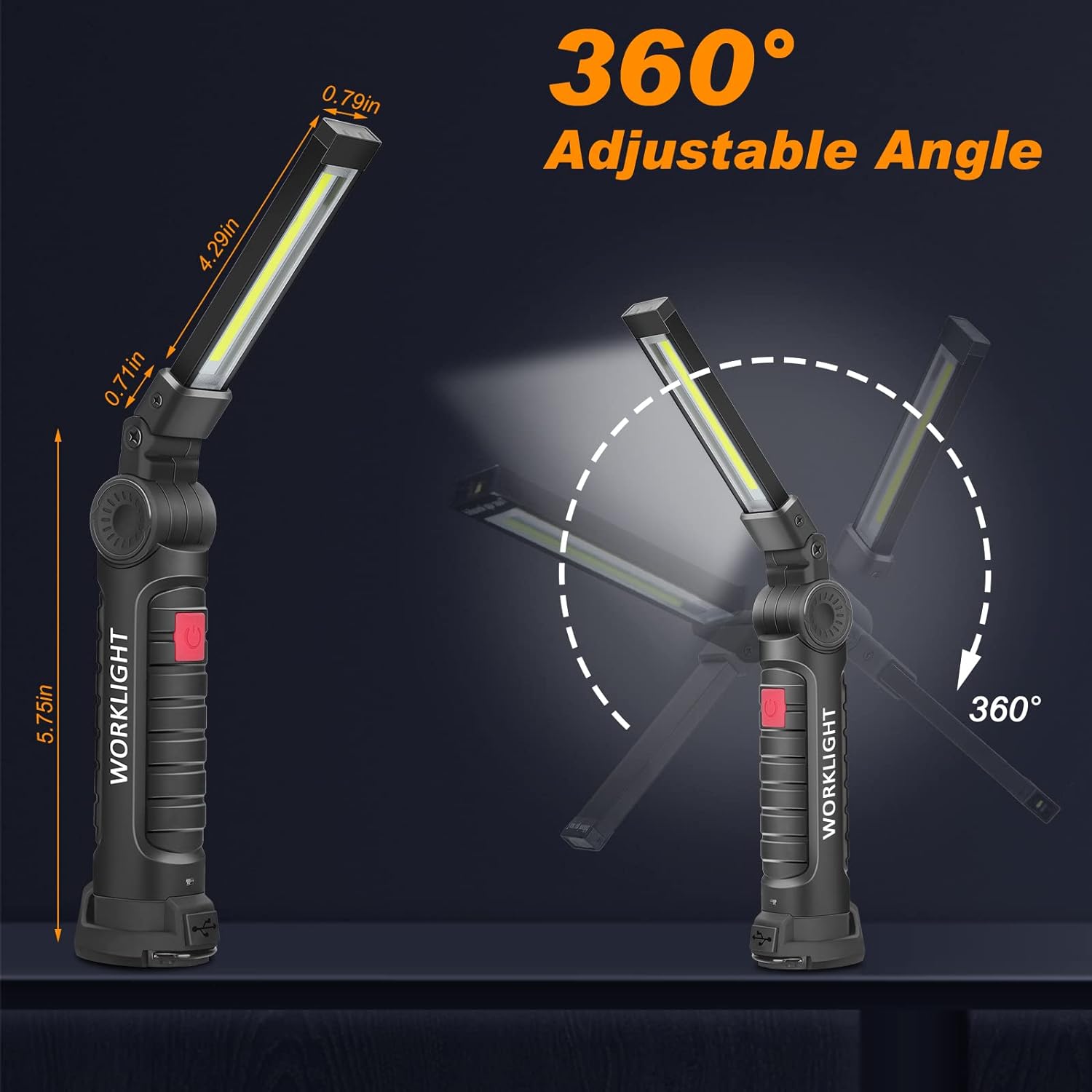 ポータブルハンドヘルド懐中電灯 USB充電式 LEDワークラ - Outdoor Camping Lampe のレビューと価格