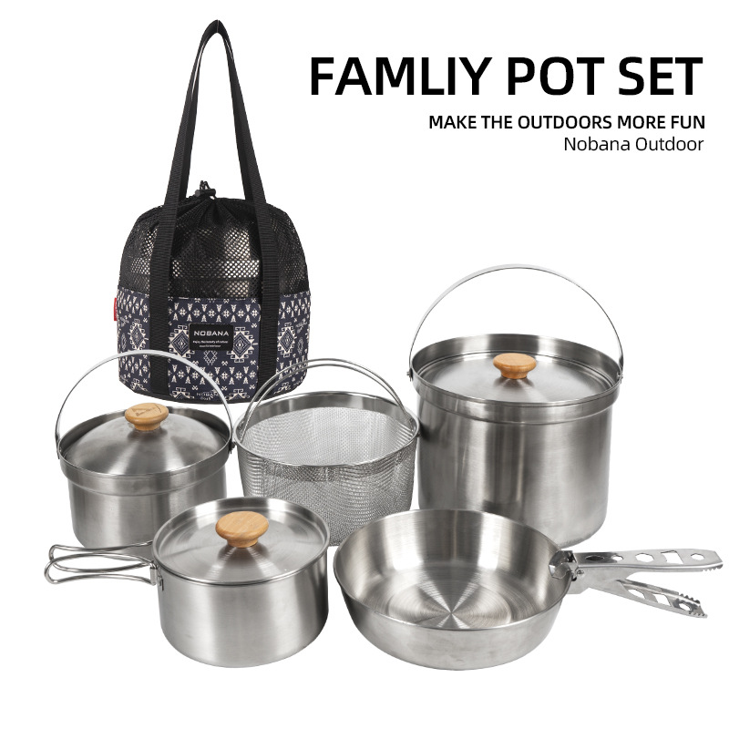 NOBANA 最新の屋外ステンレス鋼ポットセットキャンプファ - Outdoor Camping Kitchen Set のレビューと価格