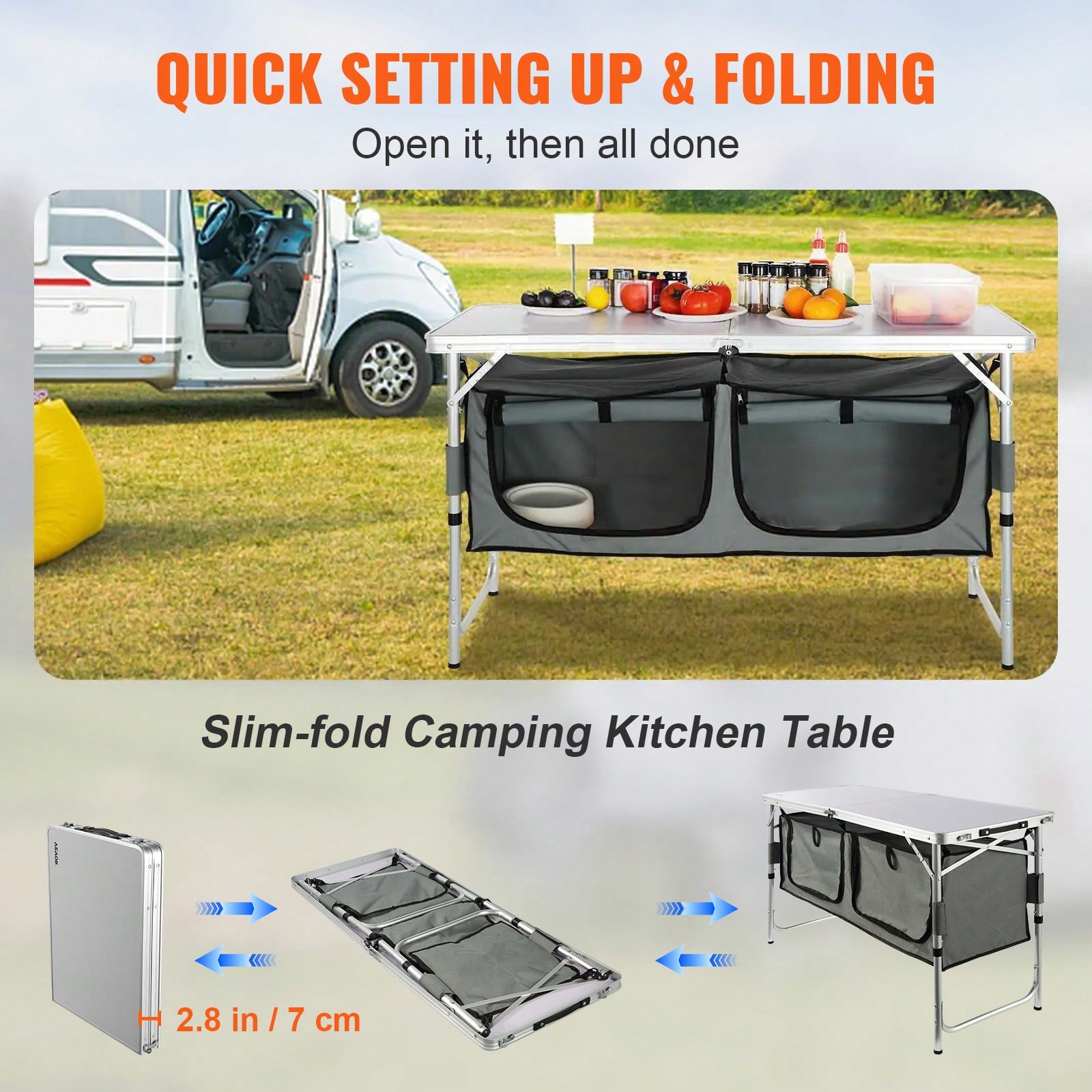 クイックセットアップ折りたたみ式キャンプキッチンテーブル（キ - Outdoor Camping Kitchen Set のレビューと価格