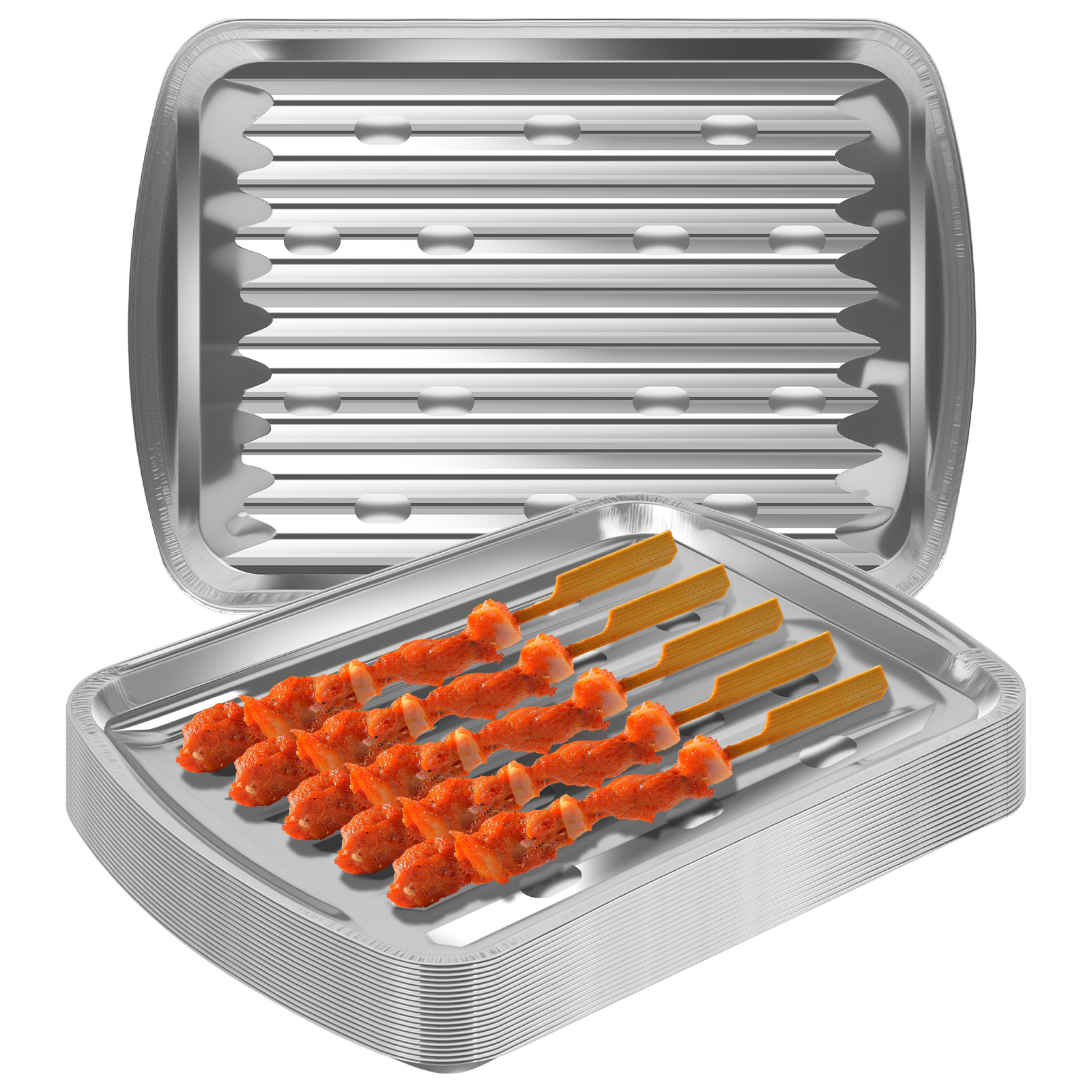 アルミホイルトレイ ノンスティックベーキングパン 食品グレー - Outdoor Camping Kitchen のレビューと価格