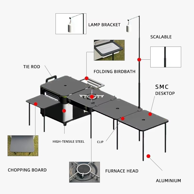 高品質屋外ポータブルキャンプキッチンボックス折りたたみ式モバ - Outdoor Camping Kitchen Set のレビューと価格