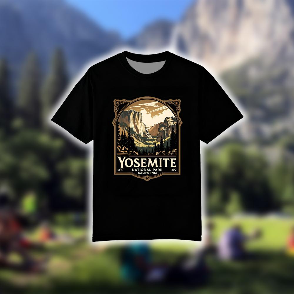 ヨセミテ国立公園ヴィンテージプリント Tシャツアメリカカリフ - Outdoor Camping Yosemite のレビューと価格