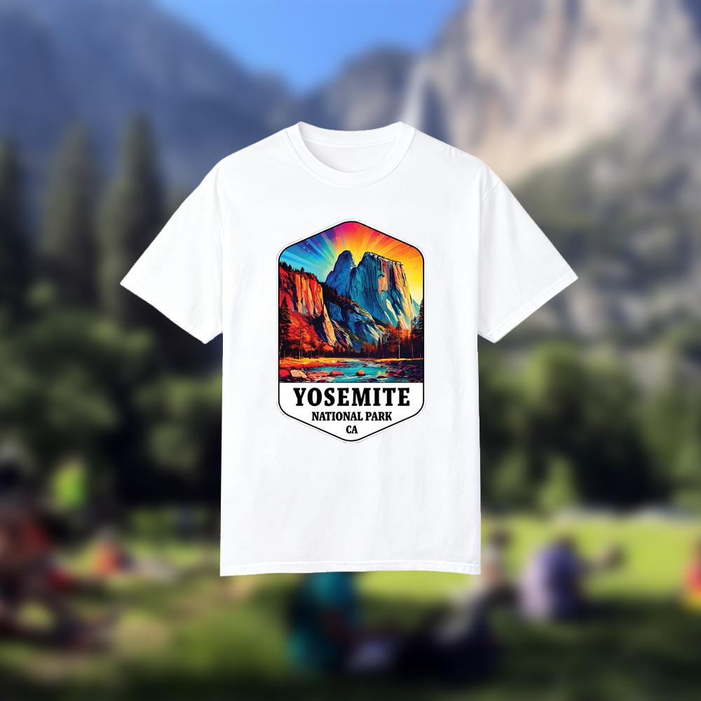 ヨセミテ国立公園ヴィンテージプリント Tシャツアメリカカリフ - Outdoor Camping Yosemite のレビューと価格