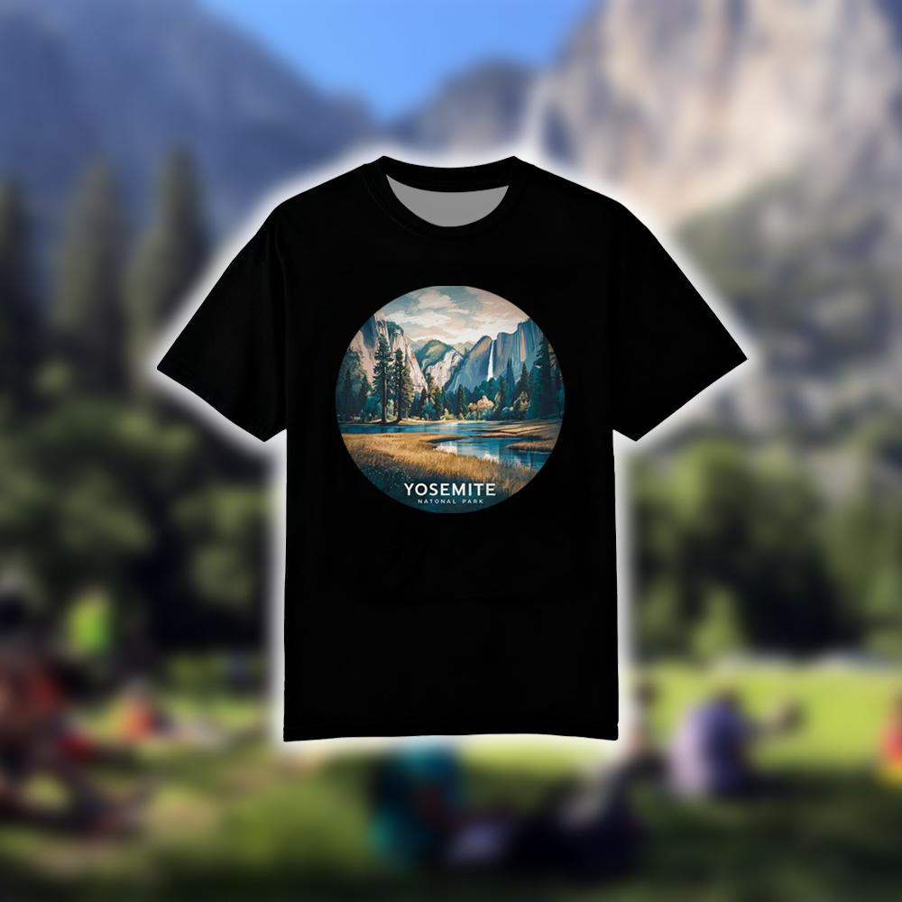 ヨセミテ国立公園ヴィンテージプリント Tシャツアメリカカリフ - Outdoor Camping Yosemite のレビューと価格