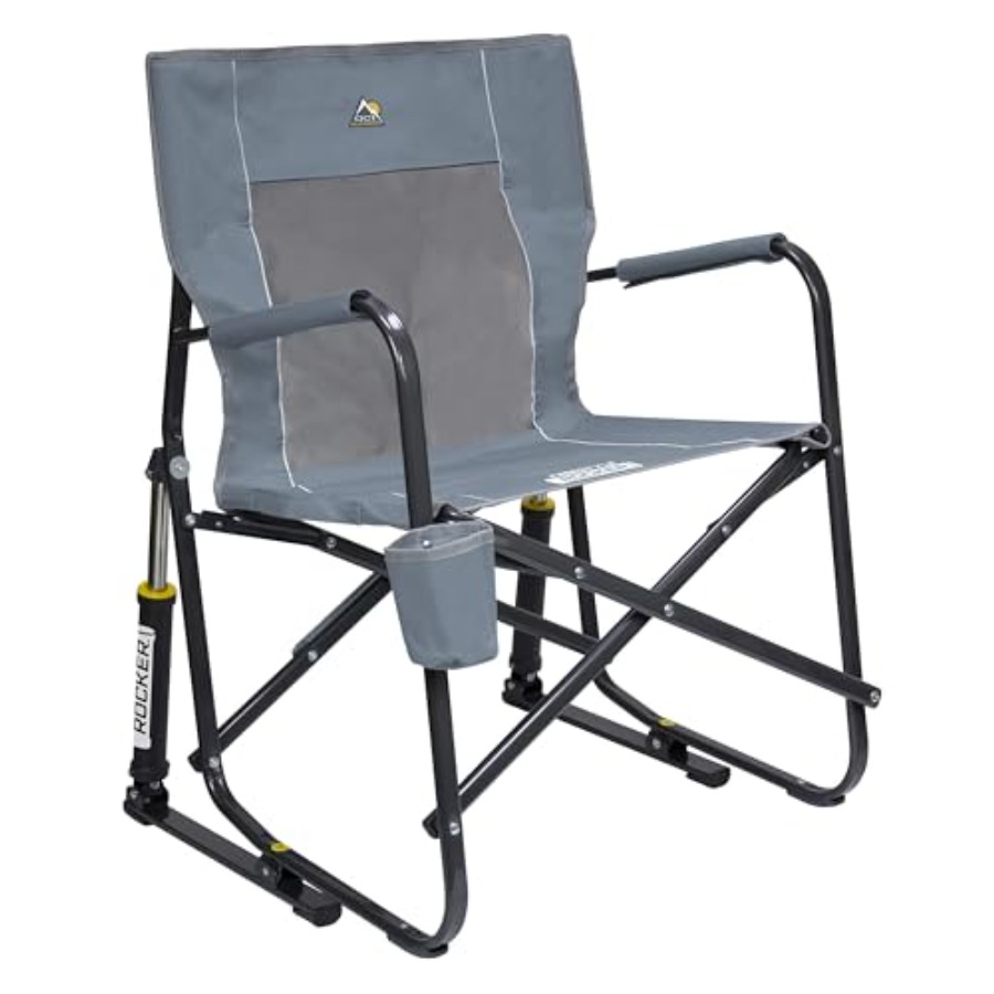 フリースタイルロッカーキャンプチェア（屋外用）グレーのスチー - Outdoor Camping Rocking Chair のレビューと価格