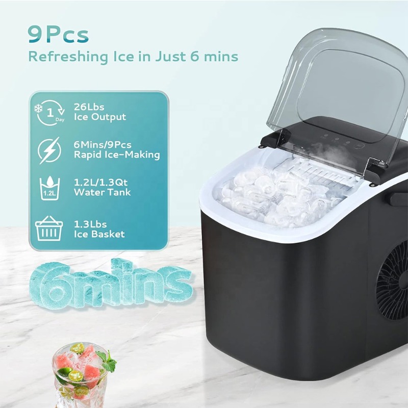 持ち運び可能なカウンタートップ型製氷機。取っ手付きで、家庭、 - Outdoor Camping Kitchen のレビューと価格